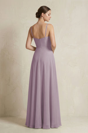 Dusk A-Line Ruffled Spaghetti Strap Chiffon Bridesmaid Dress (2) | KISSBRIDAL