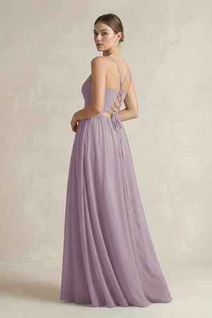 Dusk A-Line Spaghetti Strap Chiffon Bridesmaid Dress (2) | KISSBRIDAL