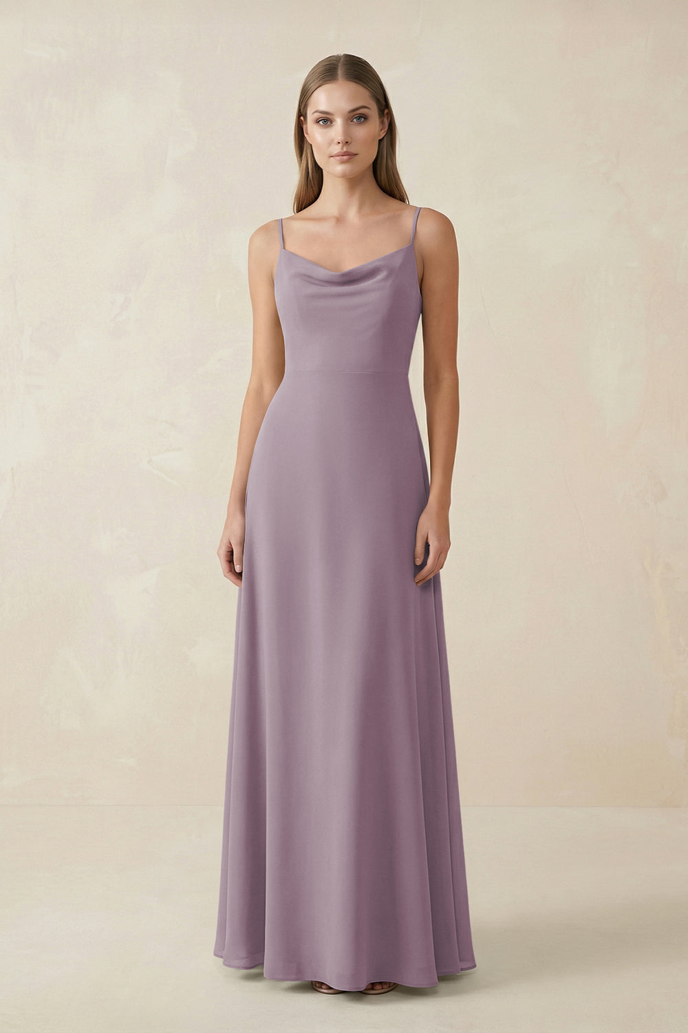 Cami Strap A-Line Chiffon Bridesmaid Dress in Dusk