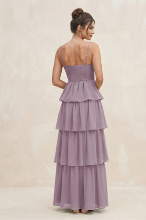 Dusk Cami Strap Tiered A-Line Chiffon Bridesmaid Dress (2) | KISSBRIDAL