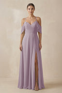 Dusk Chiffon A-Line Long Bridesmaid Dress | KISSBRIDAL