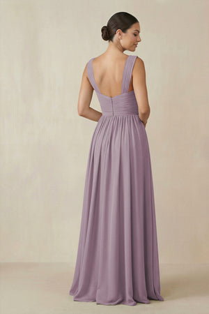 Dusk Chiffon A-Line Pleated Bridesmaid Dress (2) | KISSBRIDAL