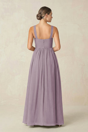 Dusk Cross Halter Neck Chiffon A-Line Bridesmaid Dress With Slit (2) | KISSBRIDAL