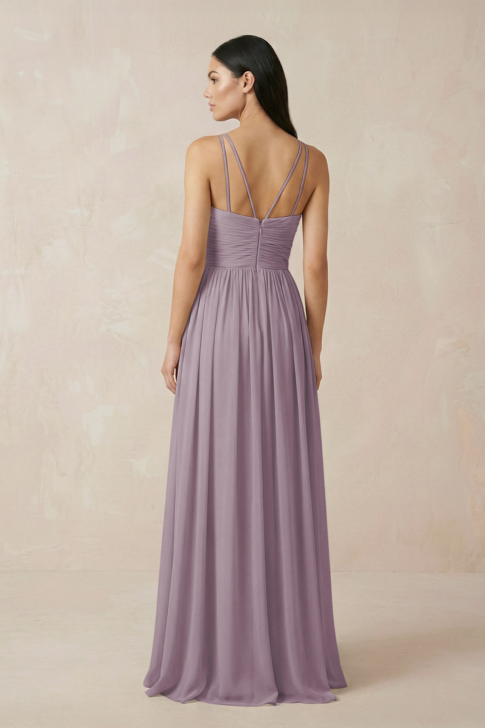 Halter Neck A-Line Chiffon Bridesmaid Dress in Dusk