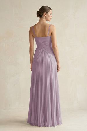 Dusk Pleated A-Line Long Chiffon Bridesmaid Dress (2) | KISSBRIDAL