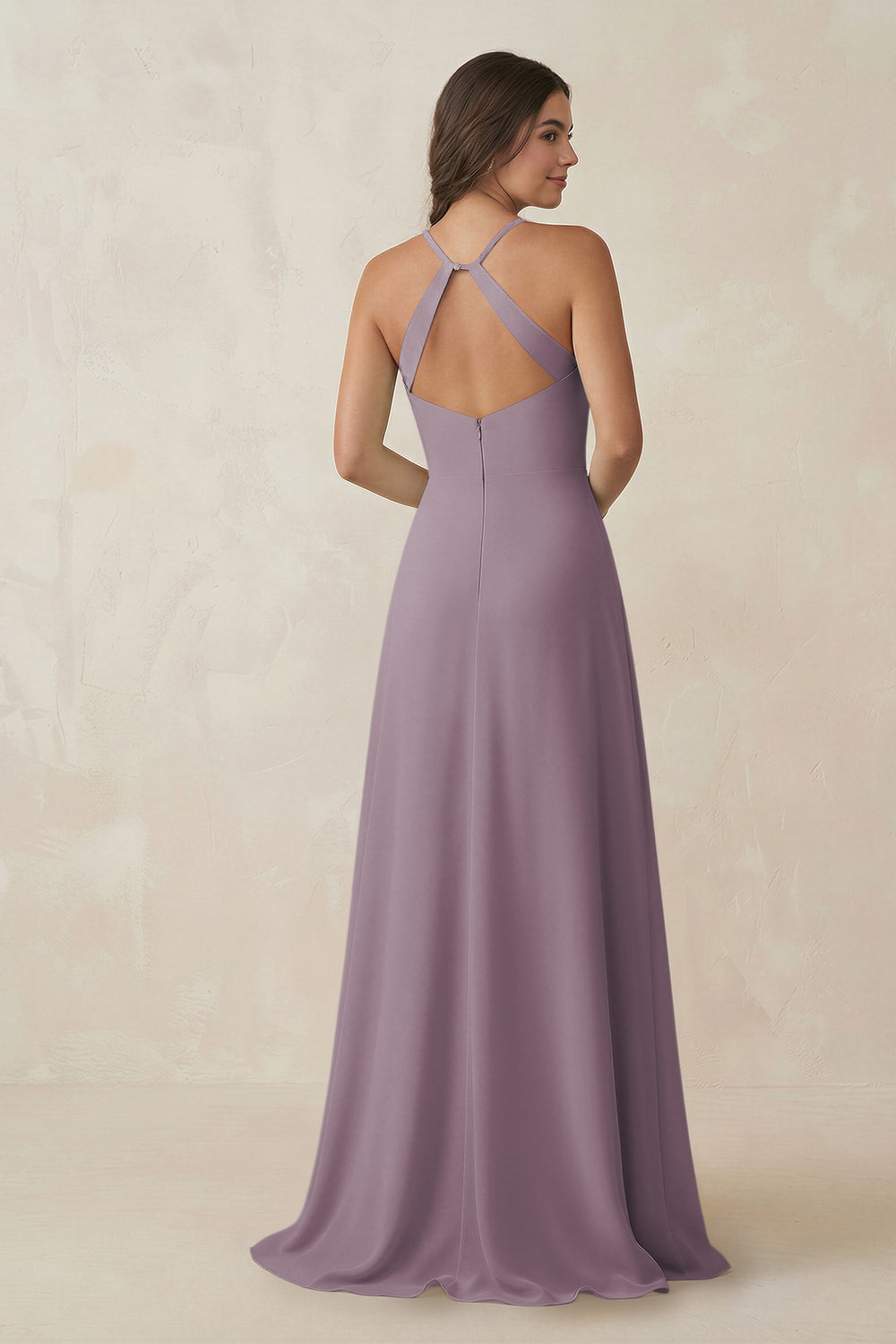 Ruched Sheath Chiffon Bridesmaid Dress in Dusk