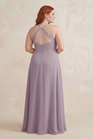 Dusk Ruched Sheath Chiffon Bridesmaid Dress (2) [sizeplus] | KISSBRIDAL