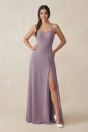 Dusk Ruched Sheath Chiffon Bridesmaid Dress | KISSBRIDAL