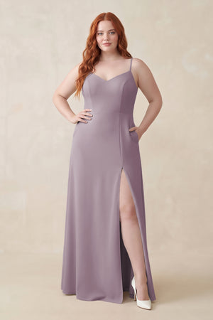 Dusk Ruched Sheath Chiffon Bridesmaid Dress [sizeplus] | KISSBRIDAL