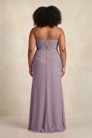 Dusk Sheath Chiffon Strapless Pleated Bridesmaid Dress (4) [sizeplus] | KISSBRIDAL