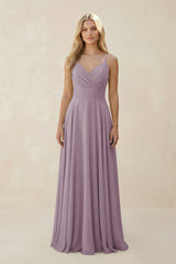 Dusk Spaghetti Strap A-Line Chiffon Bridesmaid Dress | KISSBRIDAL