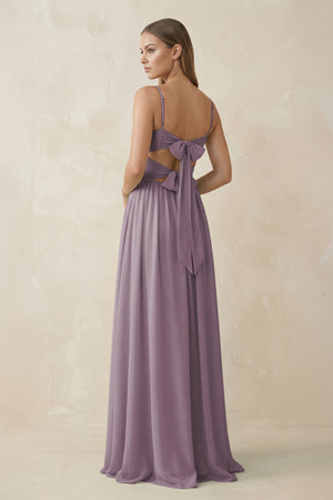 Dusk Spaghetti Strap Pleated A-Line Chiffon Bridesmaid Dress (2) | KISSBRIDAL