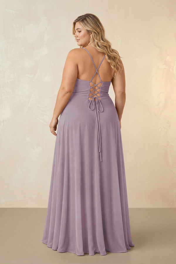 Dusk Spaghetti Straps Chiffon A-Line Bridesmaid Dress (2) [sizeplus] | KISSBRIDAL