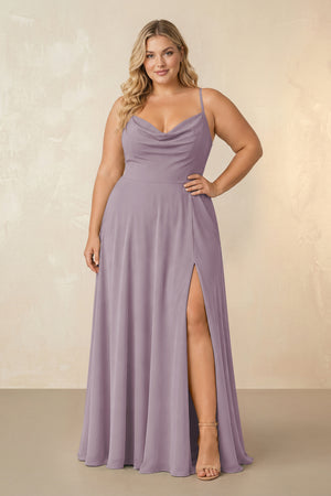 Dusk Spaghetti Straps Chiffon A-Line Bridesmaid Dress [sizeplus] | KISSBRIDAL