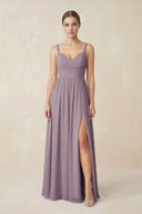 Dusk Sweetheart A-Line Chiffon Bridesmaid Dress with Slit in Dusk | KISSBRIDAL