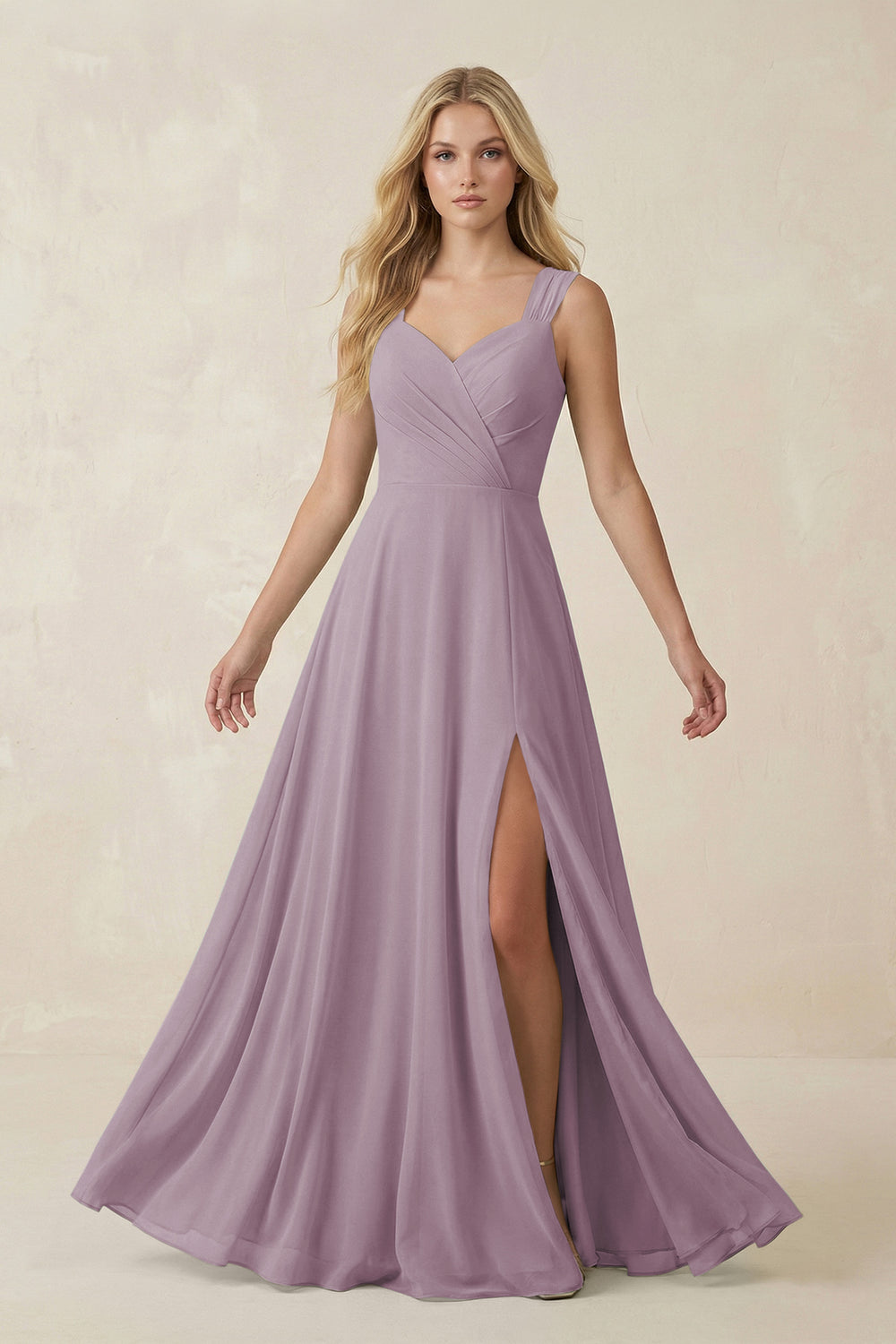 Sweetheart A-Line Chiffon Long Bridesmaid Dress in Dusk