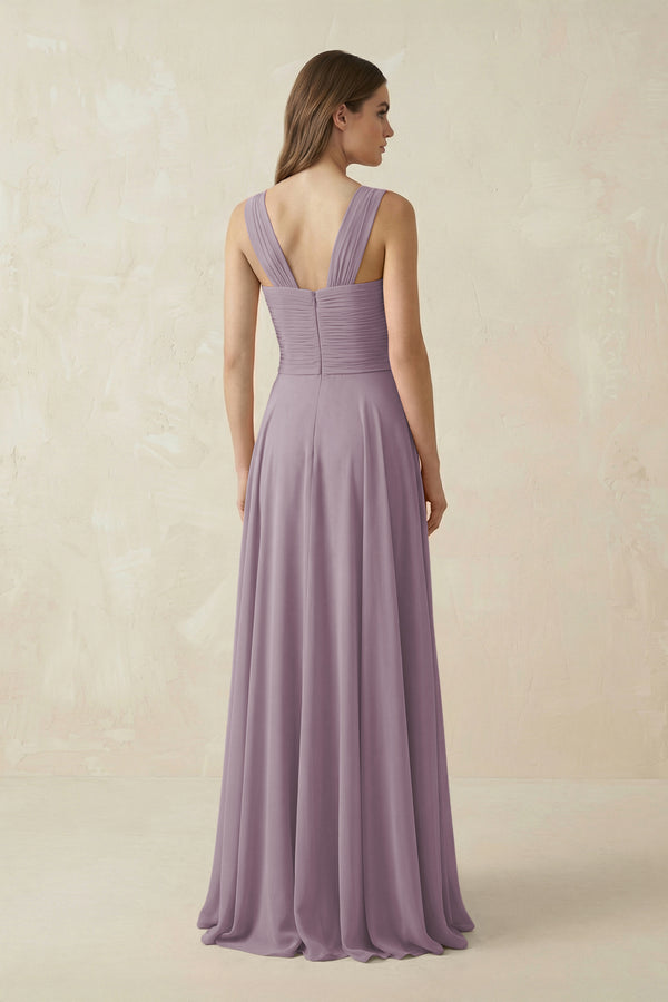 Dusk Sweetheart Pleated A-Line Chiffon Bridesmaid Dress (2) | KISSBRIDAL