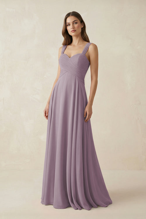 Dusk Sweetheart Pleated A-Line Chiffon Bridesmaid Dress | KISSBRIDAL