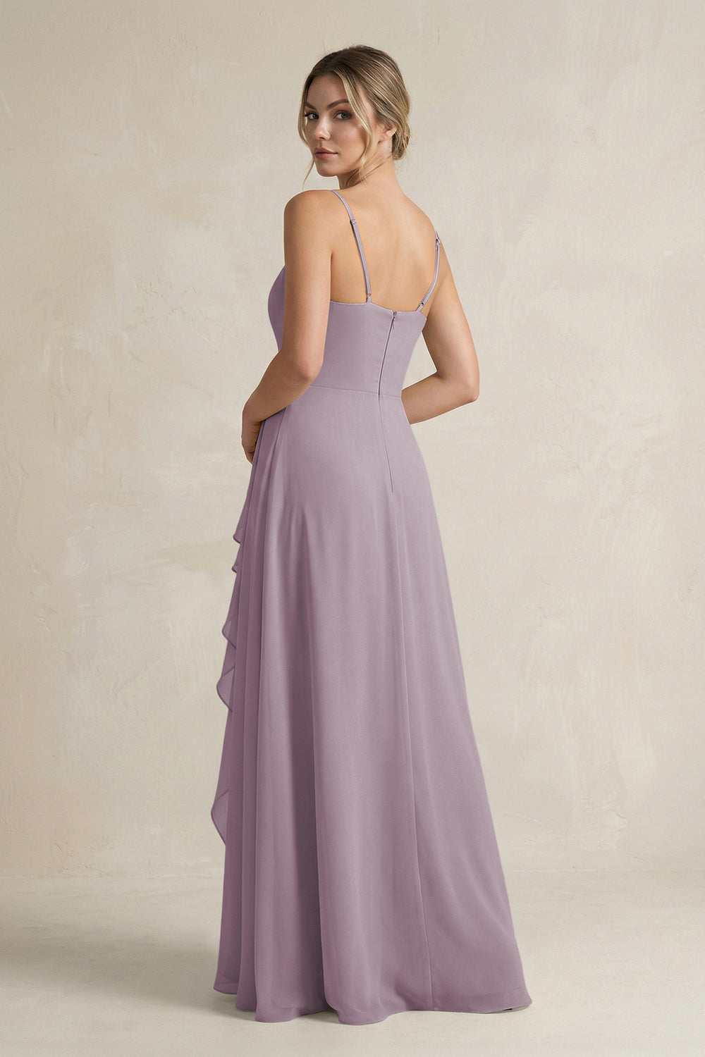 Sweetheart Ruffled A-Line Chiffon Bridesmaid Dress with Slit in Dusk