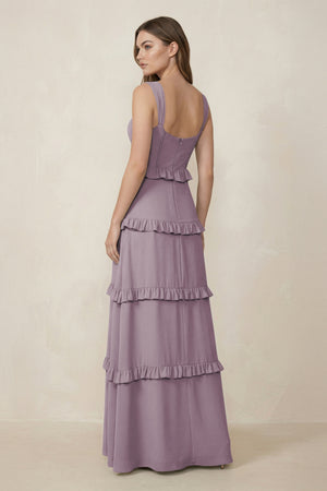 Dusk Sweetheart Tiered A-Line Chiffon Bridesmaid Dress (2) | KISSBRIDAL
