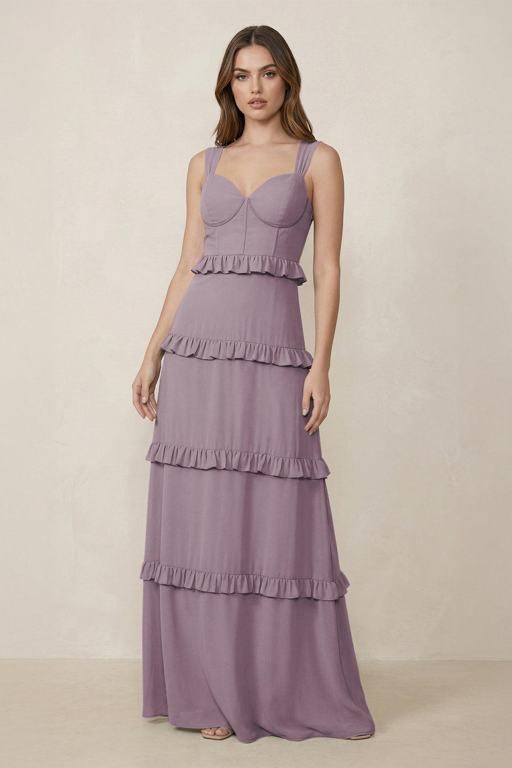 Sweetheart Tiered A-Line Chiffon Bridesmaid Dress in Dusk