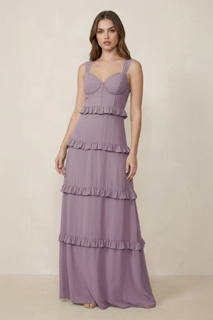 Dusk Sweetheart Tiered A-Line Chiffon Bridesmaid Dress | KISSBRIDAL