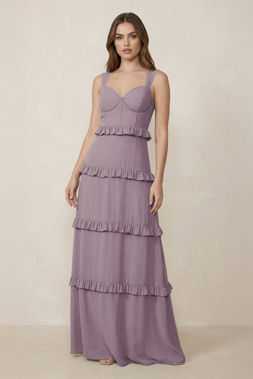 Dusk Sweetheart Tiered A-Line Chiffon Bridesmaid Dress | KISSBRIDAL