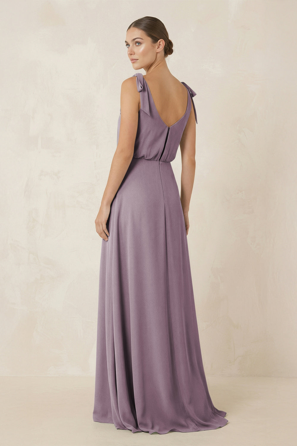 V-Neck A-Line Chiffon Bridesmaid Dress in Dusk