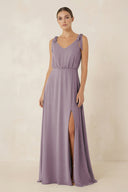 Dusk V-Neck A-Line Chiffon Bridesmaid Dress | KISSBRIDAL