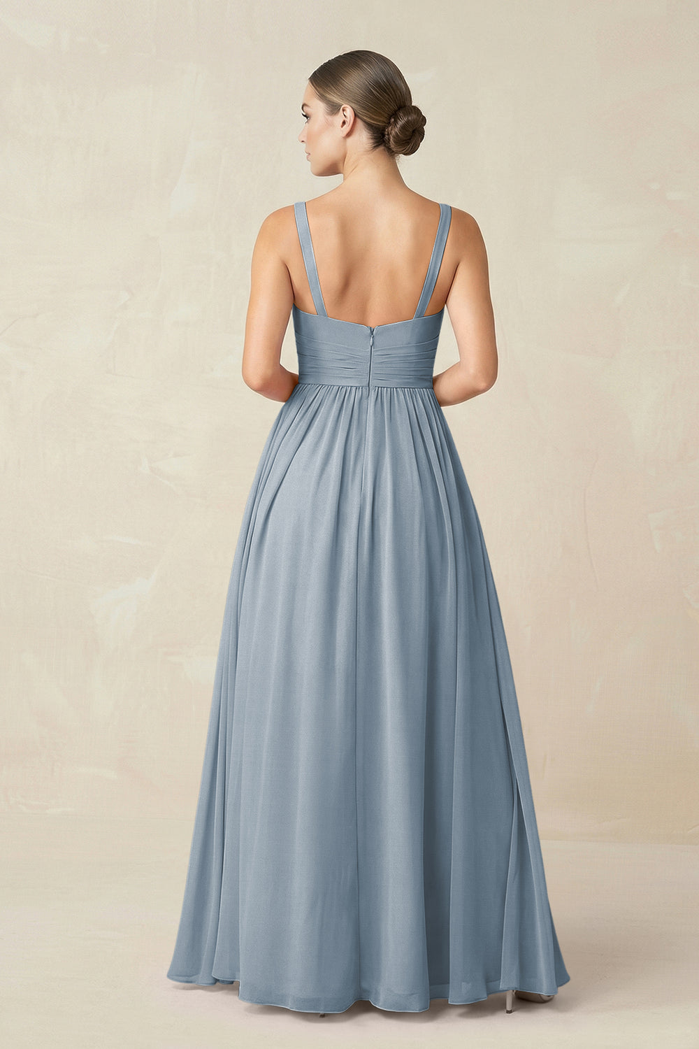Sweetheart A-Line Chiffon Bridesmaid Dress with Slit in Dusty Blue
