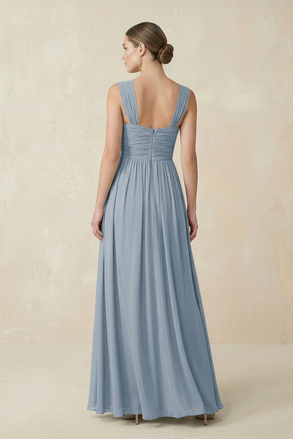 Sweetheart Pleated Chiffon A-Line Bridesmaid Dress in Dusty Blue