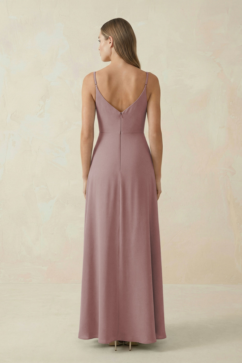 Cami Strap A-Line Chiffon Bridesmaid Dress in Dusty Rose