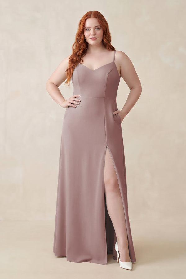 Dusty Rose Ruched Sheath Chiffon Bridesmaid Dress | KISSBRIDAL