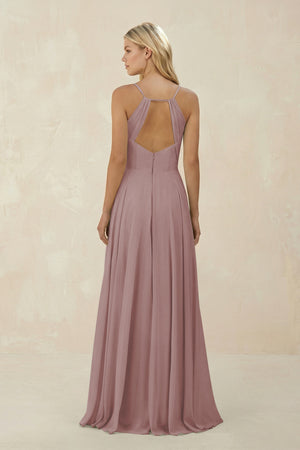 Dusty Rose Spaghetti Strap A-Line Chiffon Bridesmaid Dress (2) | KISSBRIDAL