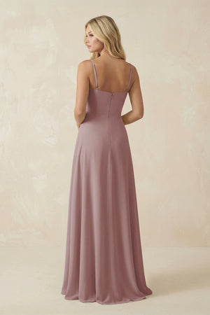 Dusty Rose Spaghetti Strap Chiffon A-Line Bridesmaid Dress (2) | KISSBRIDAL
