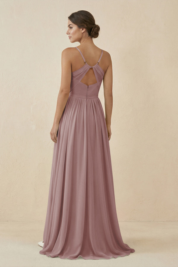Dusty Rose Sweetheart A-Line Chiffon Bridesmaid Dress (2) | KISSBRIDAL