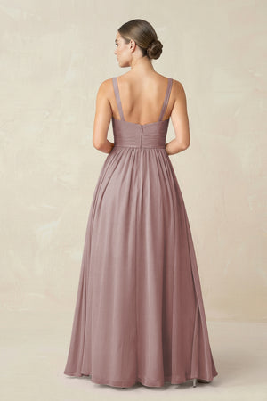 Dusty Rose Sweetheart A-Line Chiffon Bridesmaid Dress with Slit in Dusty Rose (2) | KISSBRIDAL