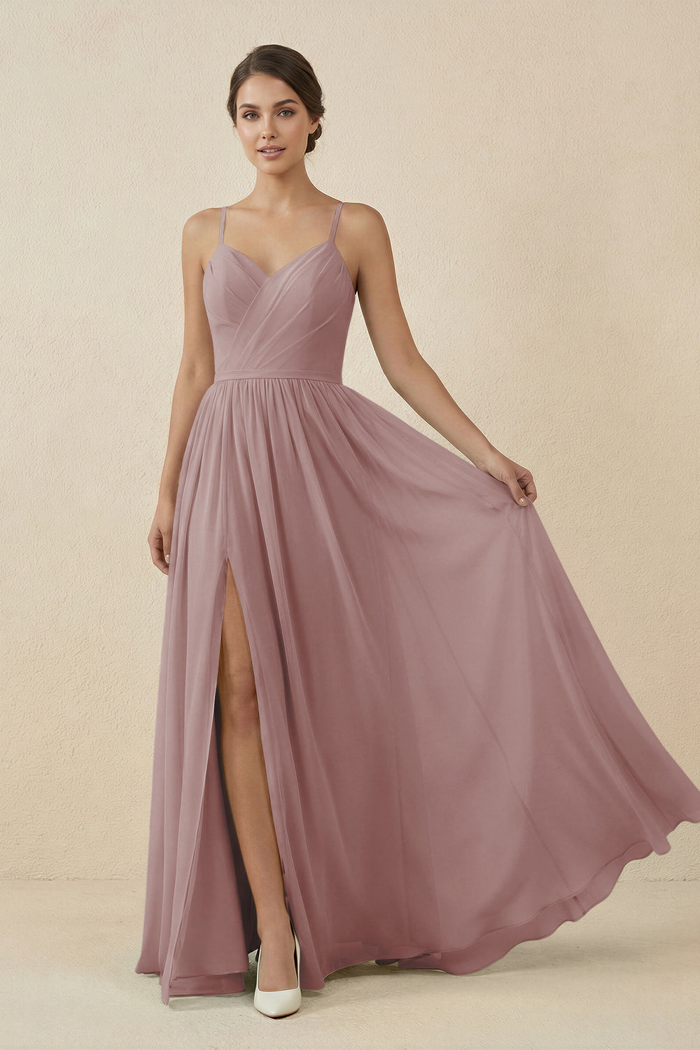 Sweetheart A-Line Chiffon Bridesmaid Dress in Dusty Rose