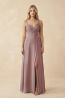 Dusty Rose Sweetheart A-Line Pleated Chiffon Bridesmaid Dress | KISSBRIDAL