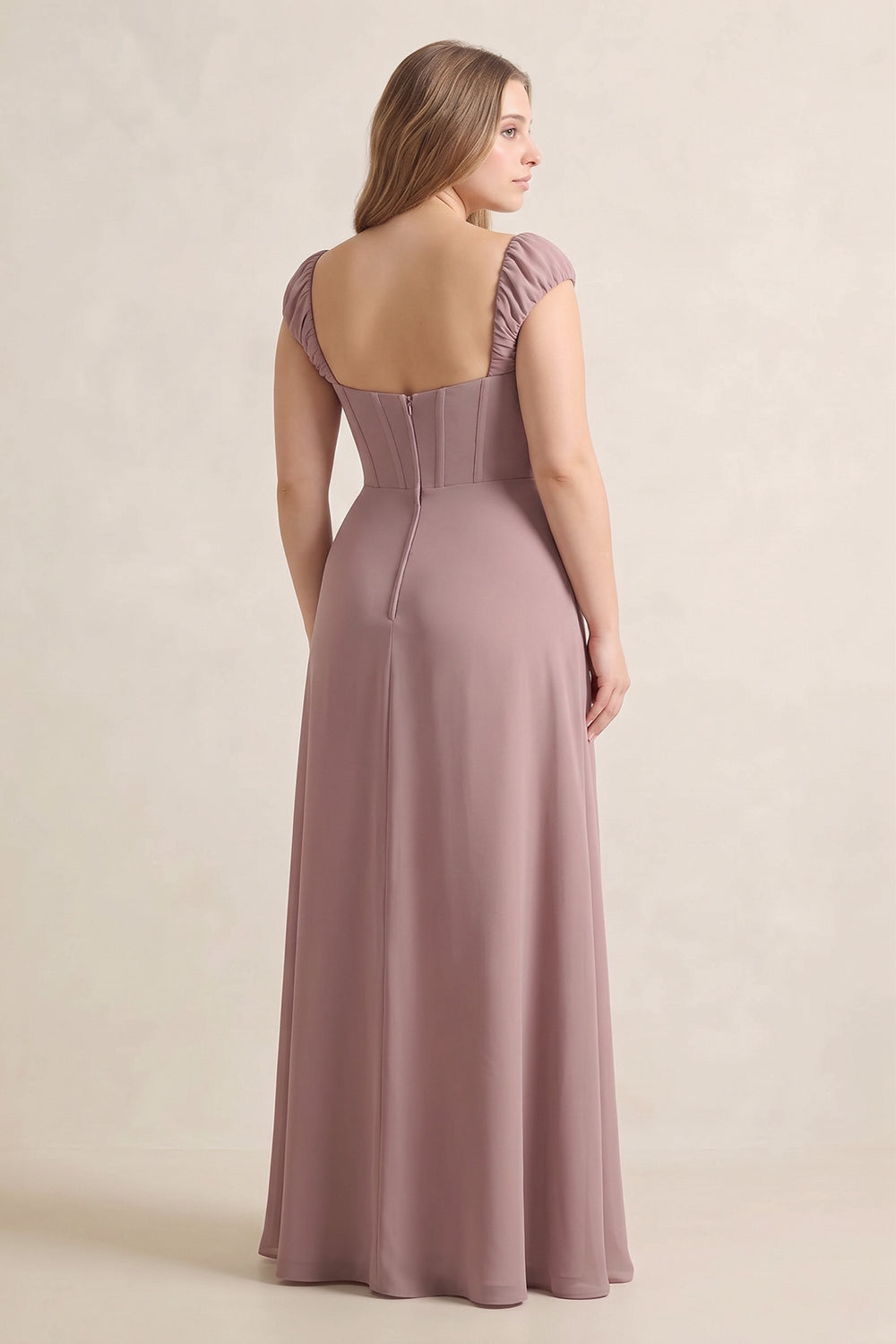 Sweetheart Corset A-Line Chiffon Bridesmaid Dress in Dusty Rose