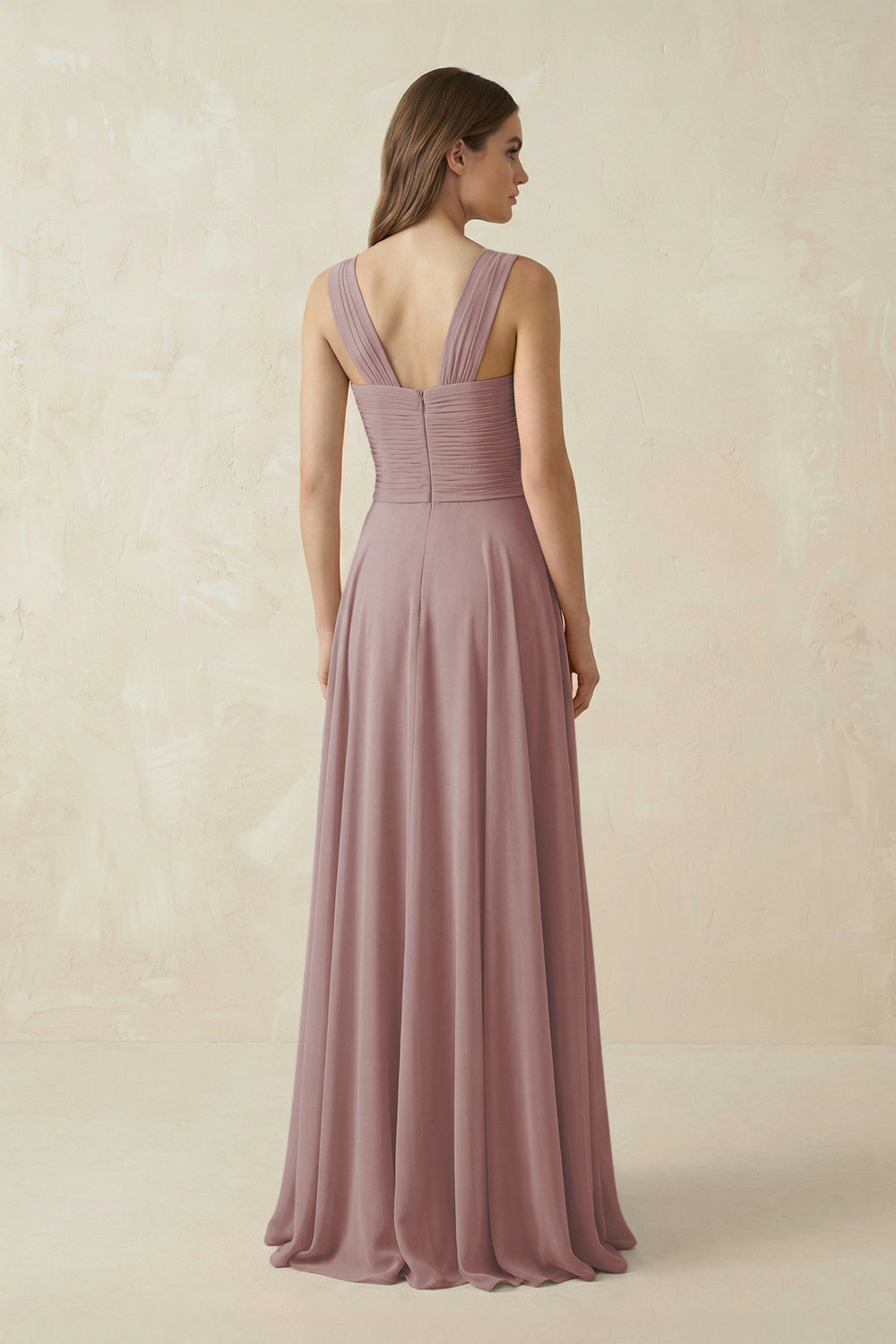 Sweetheart Pleated A-Line Chiffon Bridesmaid Dress in Dusty Rose