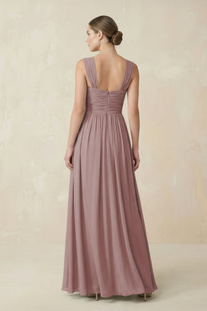 Dusty Rose Sweetheart Pleated Chiffon A-Line Bridesmaid Dress (2) | KISSBRIDAL