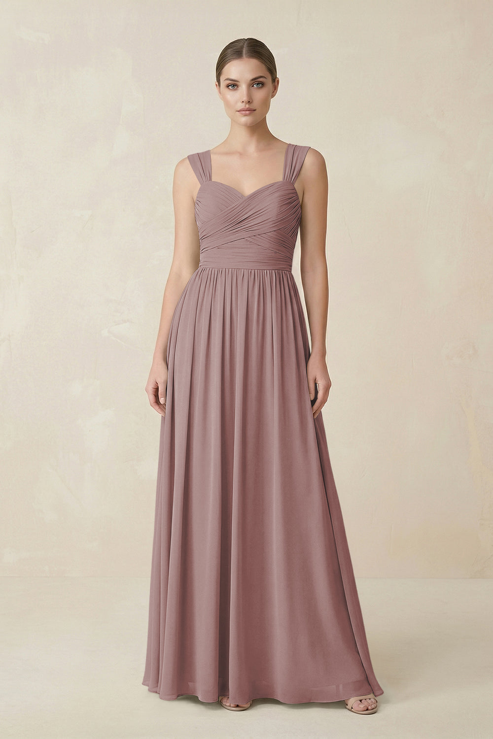 Sweetheart Pleated Chiffon A-Line Bridesmaid Dress in Dusty Rose