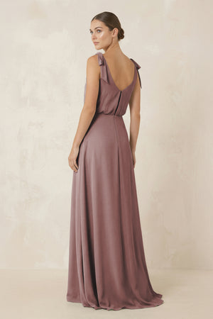 Dusty Rose V-Neck A-Line Chiffon Bridesmaid Dress (2) | KISSBRIDAL