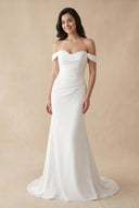 Off The Shoulder Satin Mermaid Wedding Dress - KISS BRIDAL Wedding Dresses