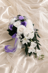 Elegant Silk Roses Wedding Flowers Bouquets in Purple - KISS BRIDAL Accessories