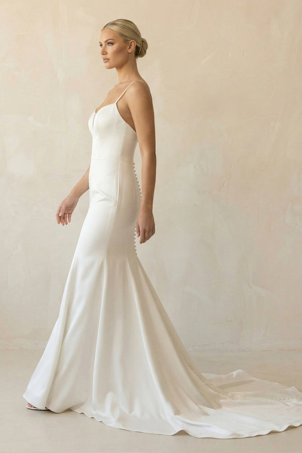 Mermaid Spaghetti Straps Long Wedding Dress - KISS BRIDAL Wedding Dresses
