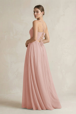 English Rose A-Line Spaghetti Strap Chiffon Bridesmaid Dress (2) | KISSBRIDAL