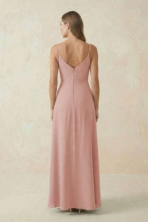 English Rose Cami Strap A-Line Chiffon Bridesmaid Dress (2) | KISSBRIDAL