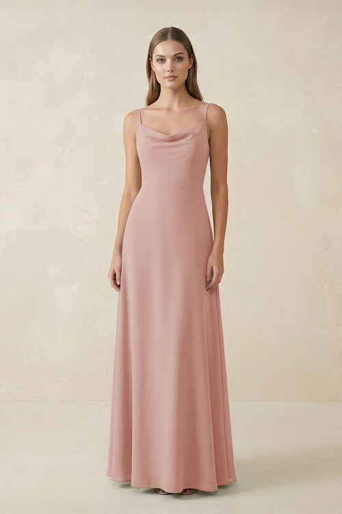 English Rose Cami Strap A-Line Chiffon Bridesmaid Dress | KISSBRIDAL